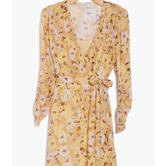 Clara Floral Long Sleeve Silk Wrap Dress - Picture 2 of 3